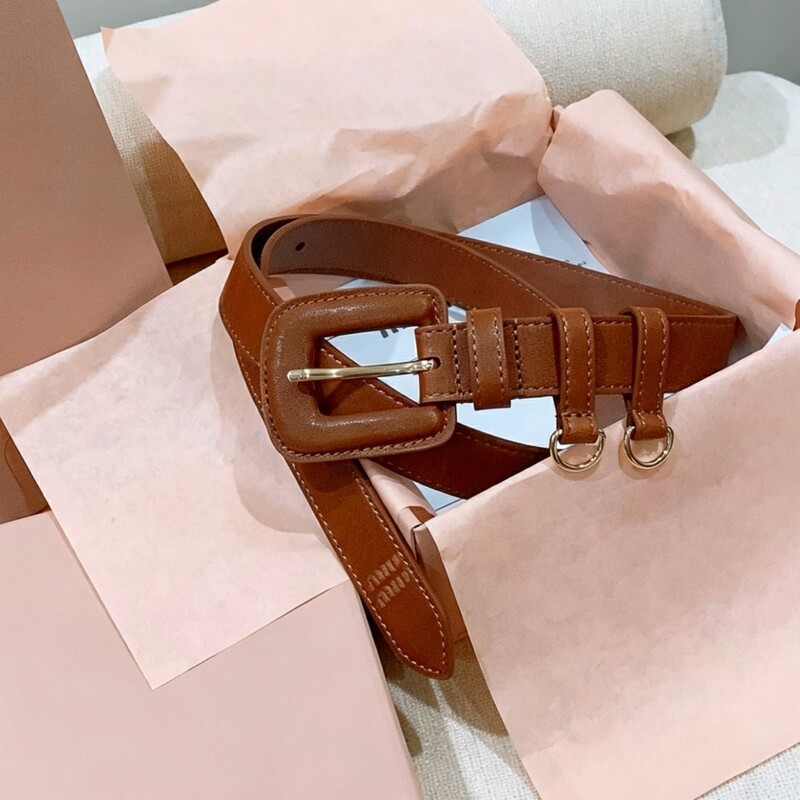 Women's retro-style square-button leather belt, versatile skinny waist belt, denim pants, simple and trendy leather shorts belt