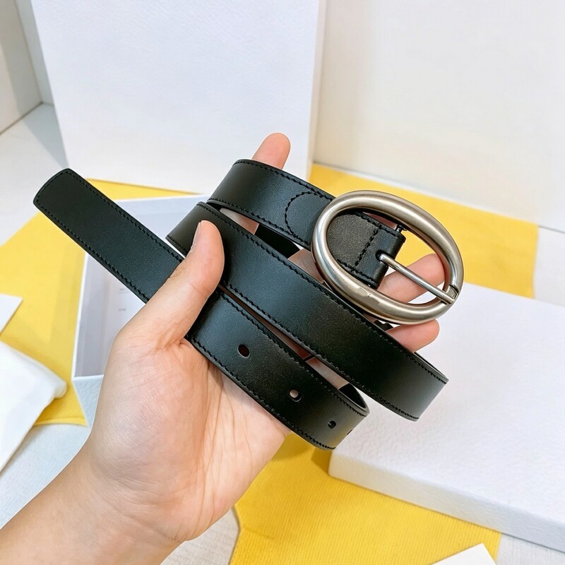 Classic leather retro oval buckle 2.5 inch women's leather belt, genuine leather, black, versatile, high-quality copper metal buckle belt