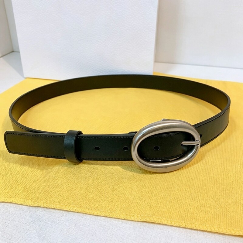Classic leather retro oval buckle 2.5 inch women's leather belt, genuine leather, black, versatile, high-quality copper metal buckle belt