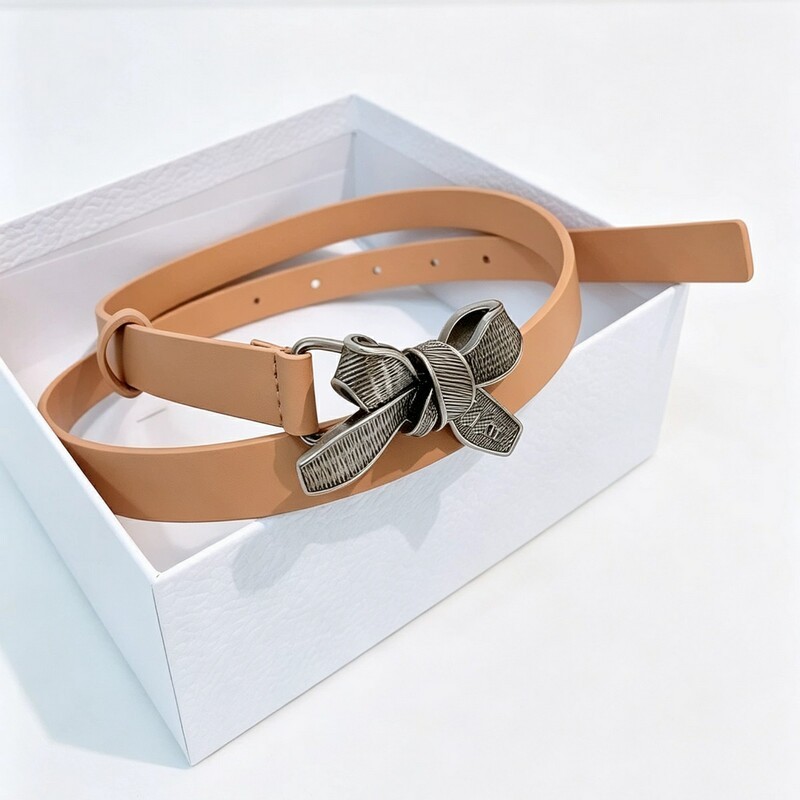 Luxury-lite style bow belt for women, simple and versatile, fashionable decorative denim pants, Korean-style dress with belt