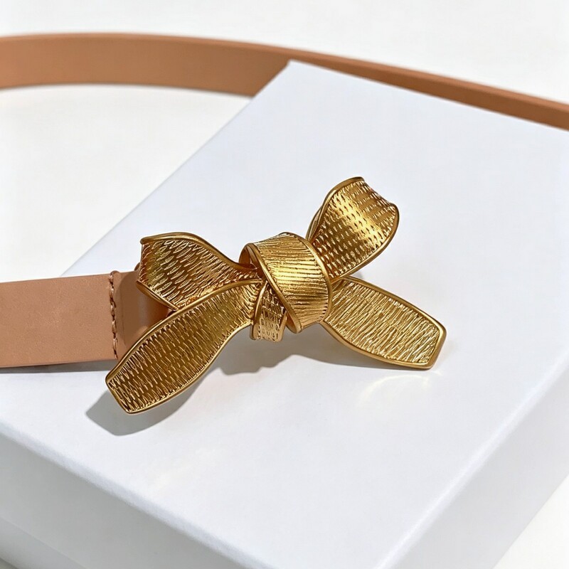 Luxury-lite style bow belt for women, simple and versatile, fashionable decorative denim pants, Korean-style dress with belt
