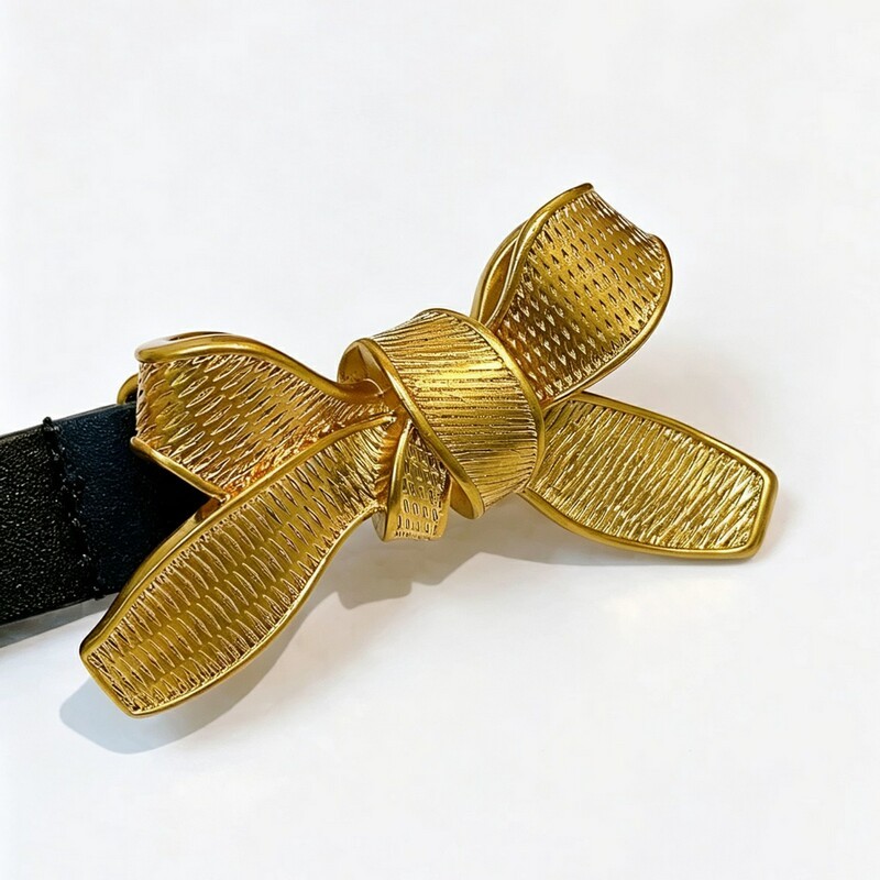 Luxury-lite style bow belt for women, simple and versatile, fashionable decorative denim pants, Korean-style dress with belt