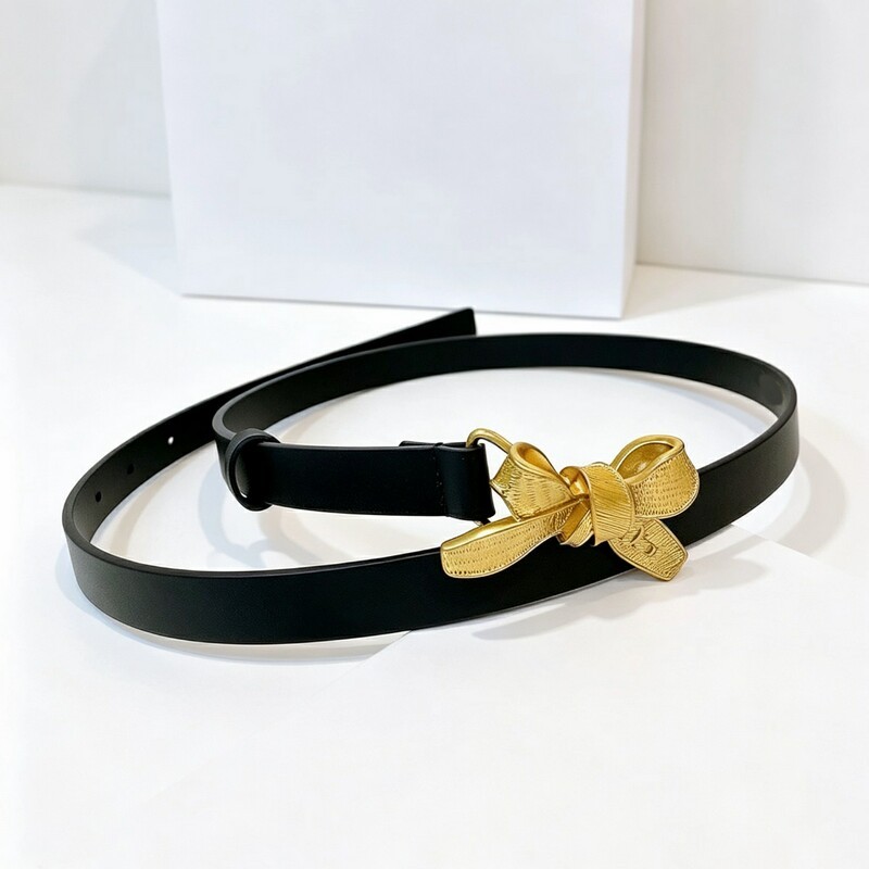 Luxury-lite style bow belt for women, simple and versatile, fashionable decorative denim pants, Korean-style dress with belt