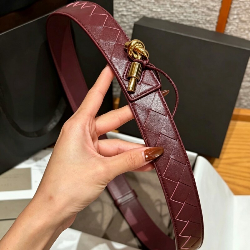 Fashion woven sheepskin check pattern women's waist belt 3CM handcrafted check pattern stretch waist accessory belt