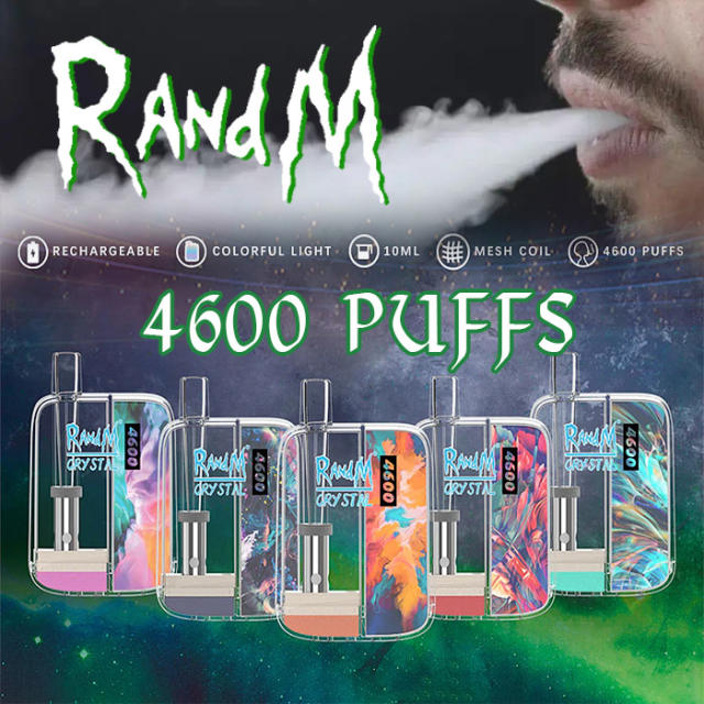 RandM Crystal 4600 Puffs Vape Pen Disposable Vapes Pods (Free Shipping) R And M Official Fagship Store Online 4600 Puff R&M Bar Device US Wholesale Vaping Shop Rechargeable Vaporizer Pods 4600 Puff Best E Cig 2022