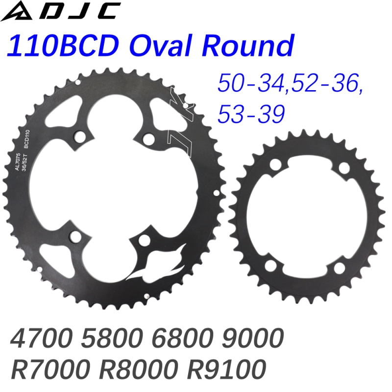 DJC Road Bike Chainring 110bcd 4 Bolts Oval 2x Chainring Double 52t 36t for Shimano 4700 5800 6800 105 R7000 R8000 R9100
