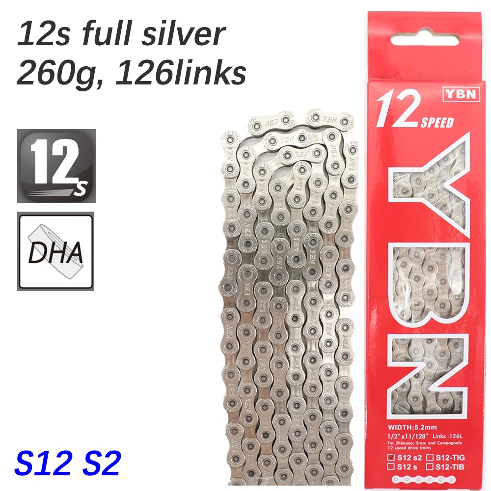 YBN Bike Chain 10 11 12 speed SLA silver hollow gold oil slick Titanium coating 8 9s MTB road bike chain for Shimano/ SRAM