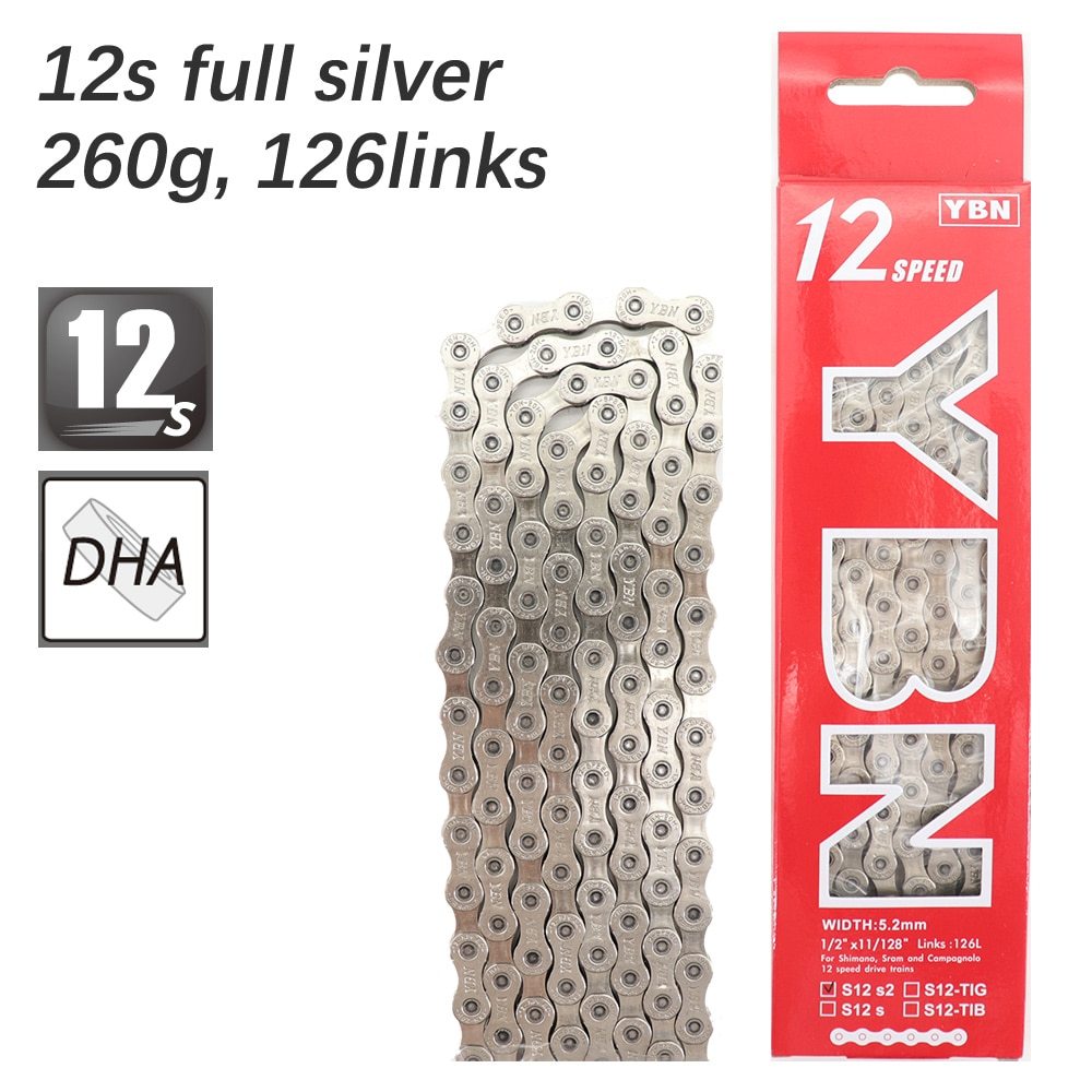 YBN Bike Chain 10 11 12 speed SLA silver hollow gold oil slick Titanium coating 8 9s MTB road bike chain for Shimano/ SRAM
