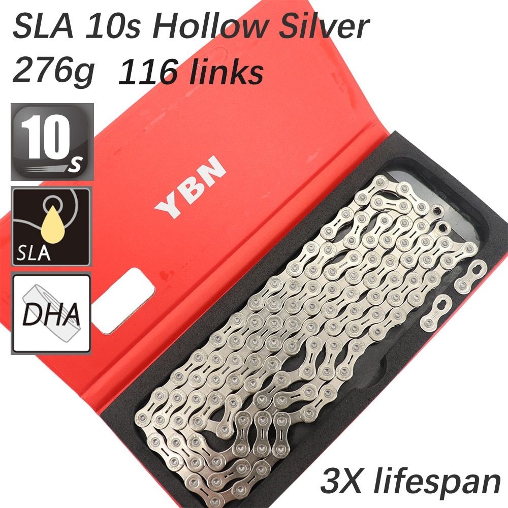 YBN Bike Chain 10 11 12 speed SLA silver hollow gold oil slick Titanium coating 8 9s MTB road bike chain for Shimano/ SRAM