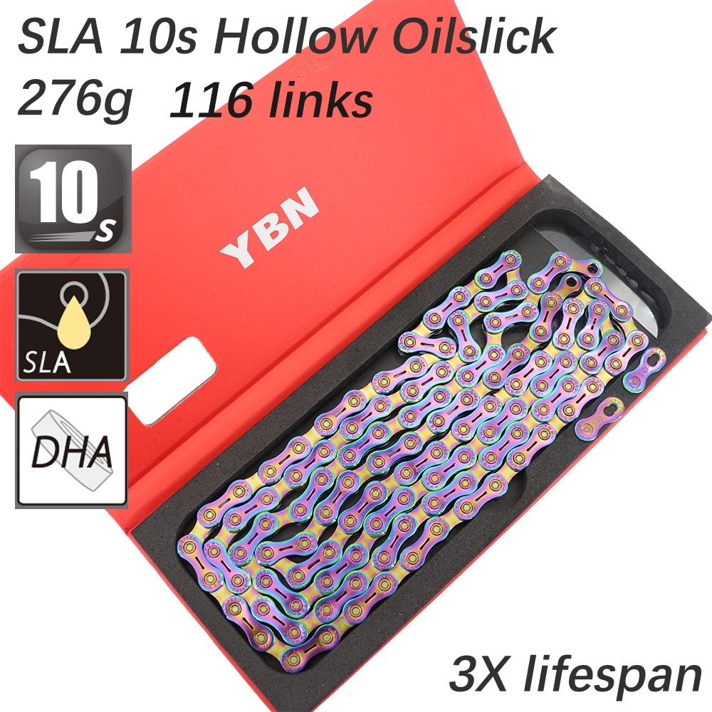 YBN Bike Chain 10 11 12 speed SLA silver hollow gold oil slick Titanium coating 8 9s MTB road bike chain for Shimano/ SRAM