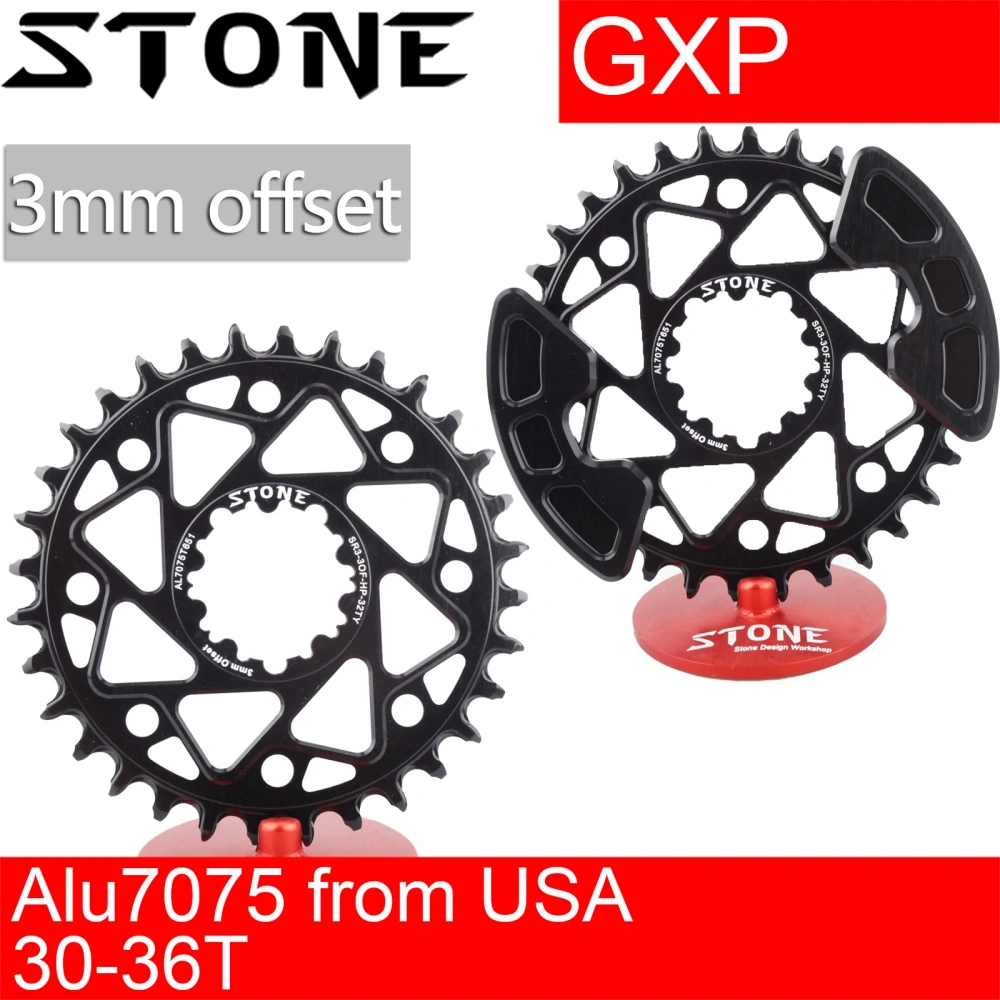Stone Bike Chainring with Chainring Guard 3mm Offset Direct Mount Round for Sram GXP DUB GX Eagle X9 X0 XX1 X01 30t 32 34t 36T