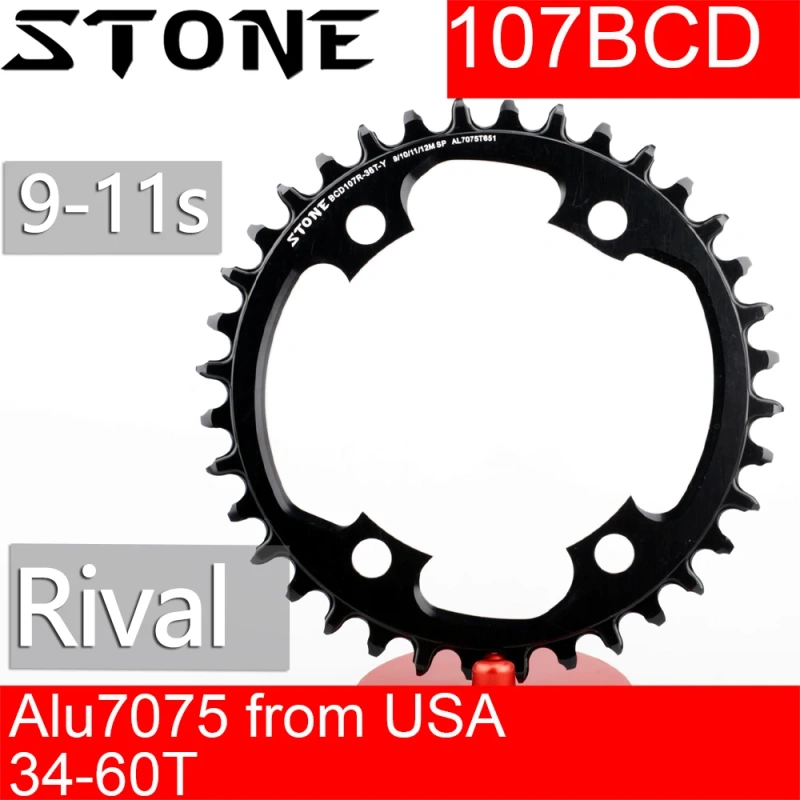 Stone Round Chainring 107BCD for Sram Rival Crankset 107 Bcd Road Bike 34 36 40 42 44 46 48 50 52 54 56 58 60T axs flattop