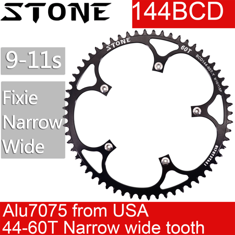 Stone 144BCD Chainring Track Bike fixie Fixed Gear Narrow n Wide 44 46 48 50 52 54 55 56 58T 60T  ChainWheel Round
