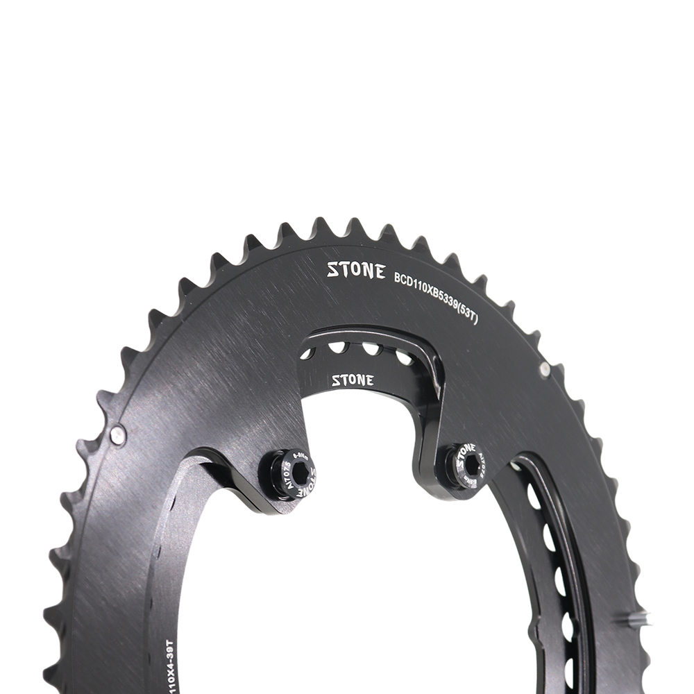 Stone 110bcd Double Chainring for Shimano 4700 5800 6800 9000 for Rotor 4 Bolts Road Bike 52 36T 53 39T 54 40T 50 34T 46 32T 2X