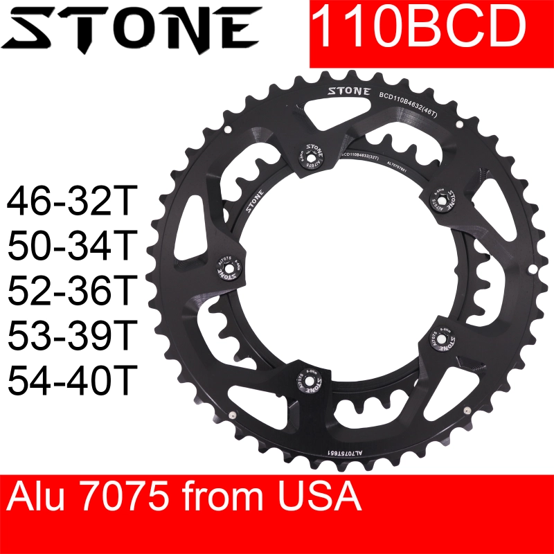 Stone Bike Round Double Chainring 110bcd 2x 52 36T 53 39T 54 40T 50 34 for Sram Red Rival S350 S900 Rotor Force 110 BCD 5 Bolts