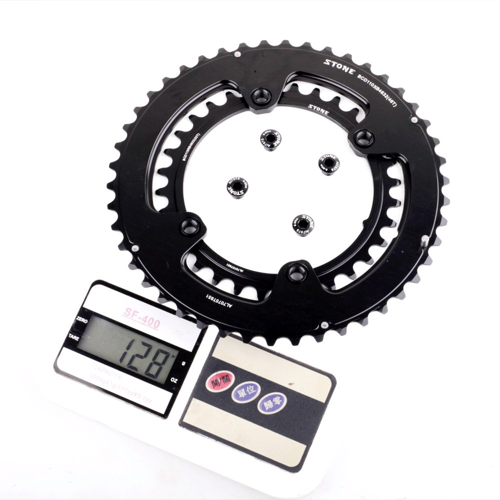 Stone 110bcd Double Chainring for Shimano 4700 5800 6800 9000 for Rotor 4 Bolts Road Bike 52 36T 53 39T 54 40T 50 34T 46 32T 2X