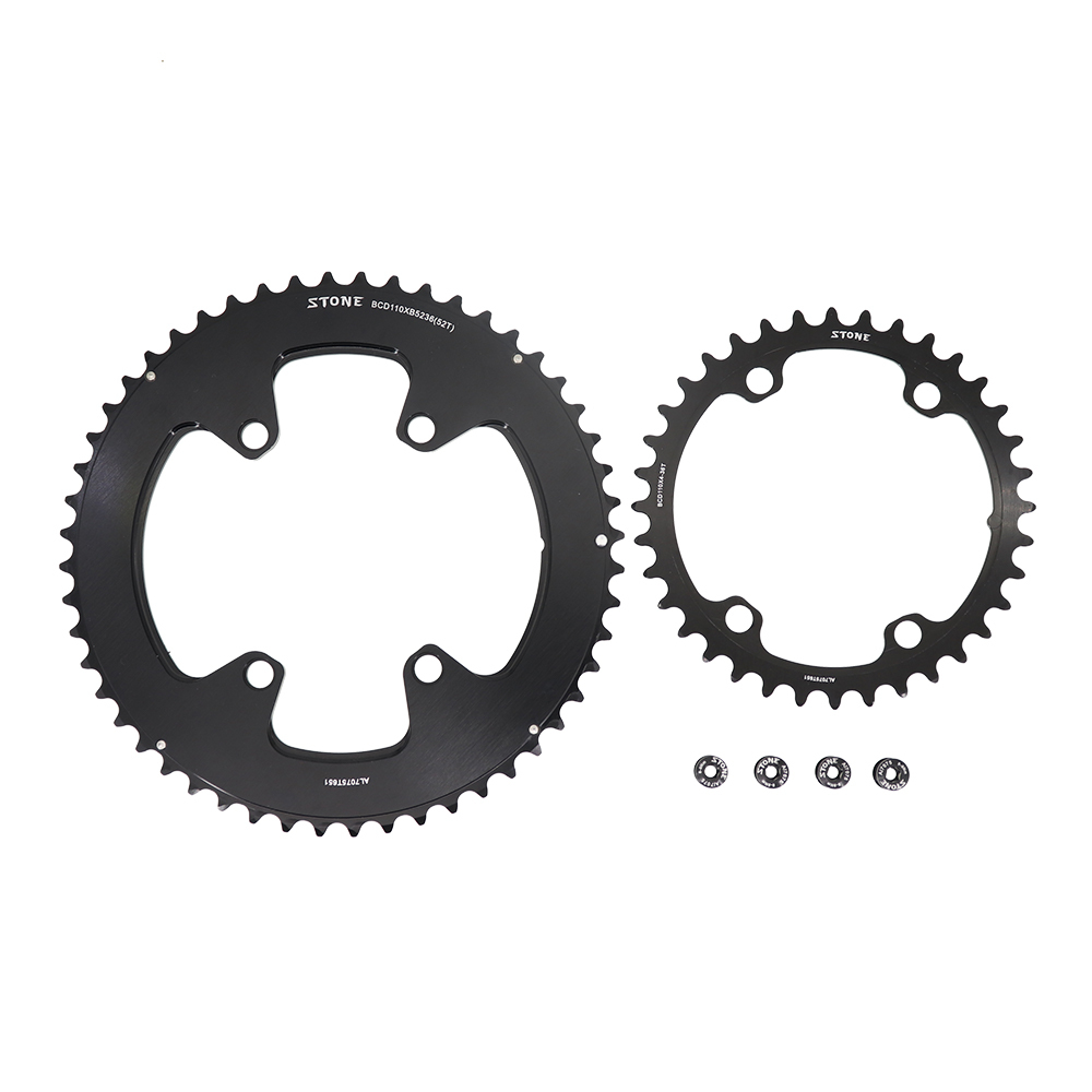 Stone 110bcd Double Chainring for Shimano 4700 5800 6800 9000 for Rotor 4 Bolts Road Bike 52 36T 53 39T 54 40T 50 34T 46 32T 2X