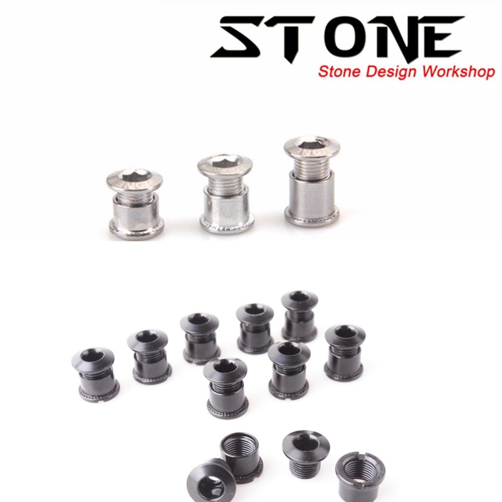 Stone Chainring Bolts 5pcs/lot M8x7.5/7.6/8.5/10.5mm Lightweight MTB Road Bicycle Bolt Chain Wheel Steel Screws Sliver Black