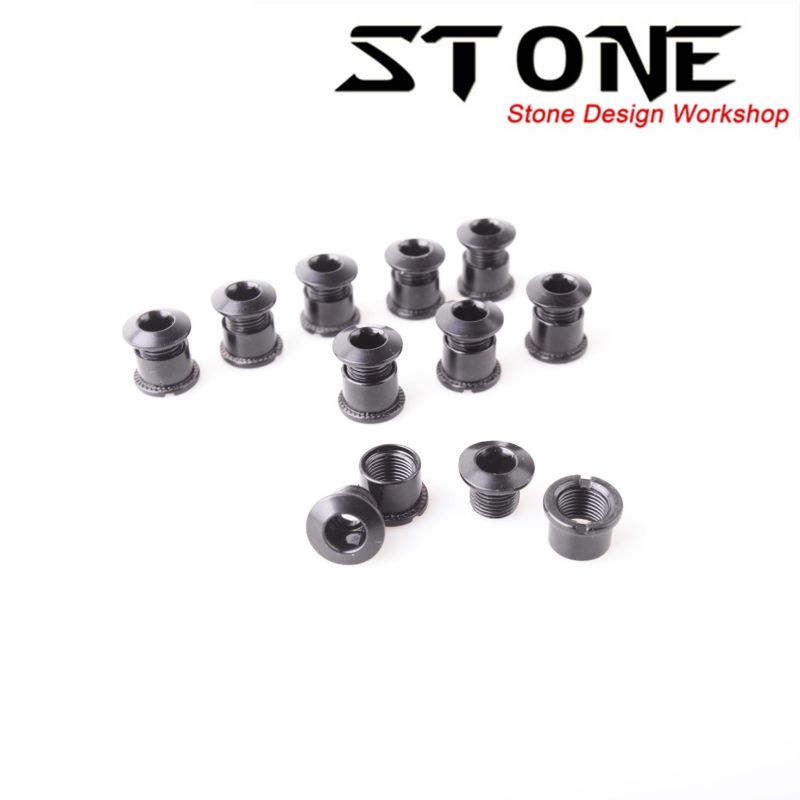 Stone Chainring Bolts 5pcs/lot M8x7.5/7.6/8.5/10.5mm Lightweight MTB Road Bicycle Bolt Chain Wheel Steel Screws Sliver Black