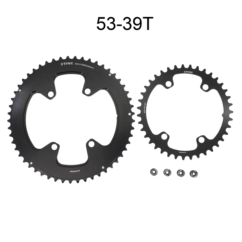 Stone 110bcd Double Chainring for Shimano 4700 5800 6800 9000 for Rotor 4 Bolts Road Bike 52 36T 53 39T 54 40T 50 34T 46 32T 2X