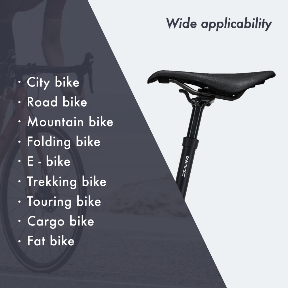 Zoom Dropper Seatpost Manual Control Lever Height Adjustable Seat Post Hydraulic Bicycle 100mm Travel 375mm 30.9 31.6 Mm MTB