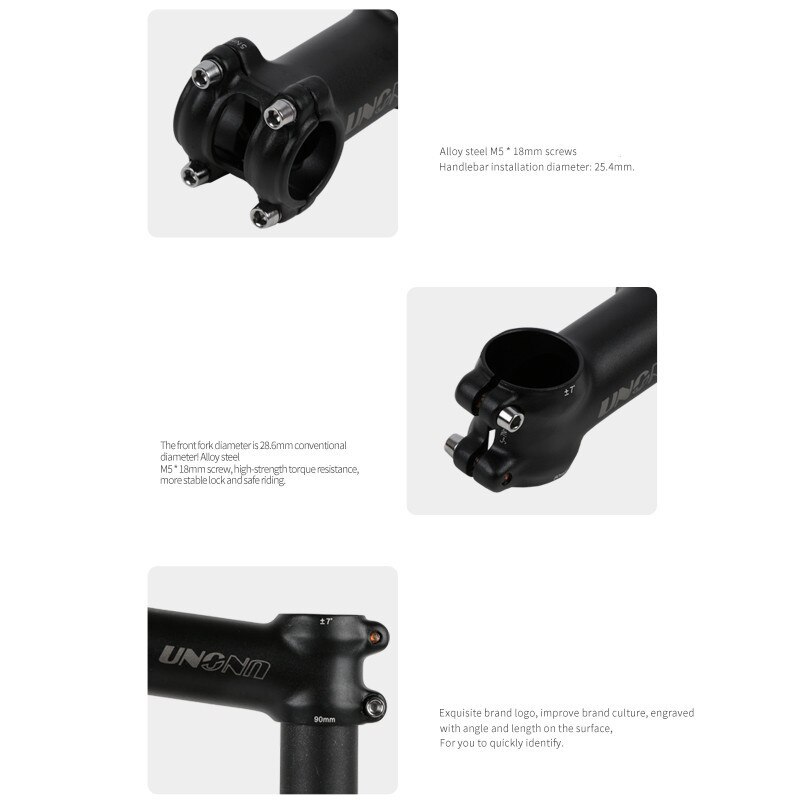 UNO Stem Bike Ultralight 7 Degree MTB Road Stem Balance Bike Hight for Fork 28.6 25.4MM 60-130MM Mountain MTB Bicycle Kalloy