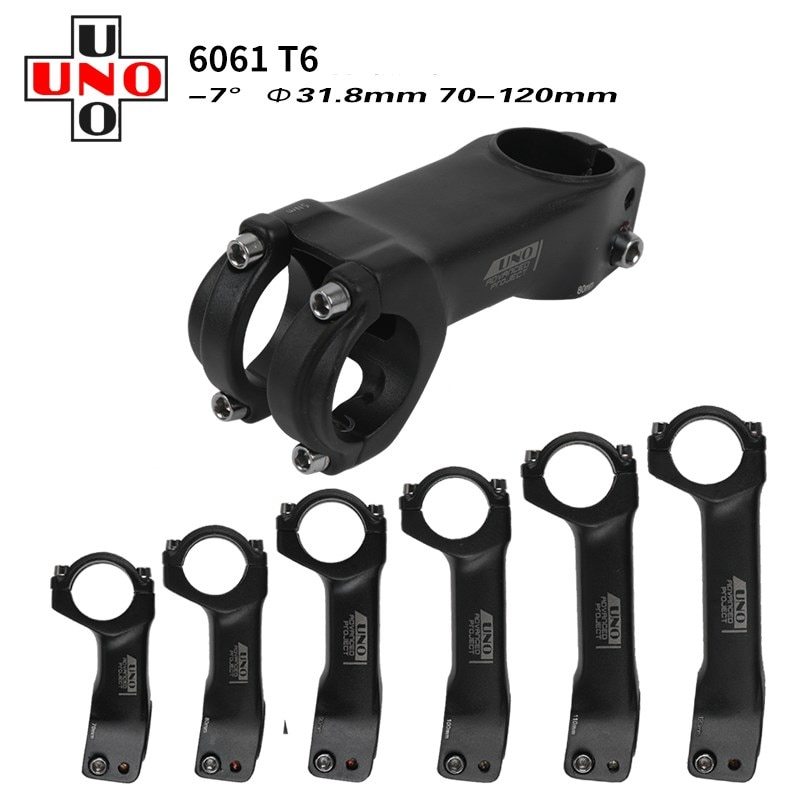 UNO Bike Stem Ultralight -7 Degree Road Bike Stem Fork 28.6mm 31.8mm 70/80/90/100/110/120mm Mountain MTB Bicycle Kalloy