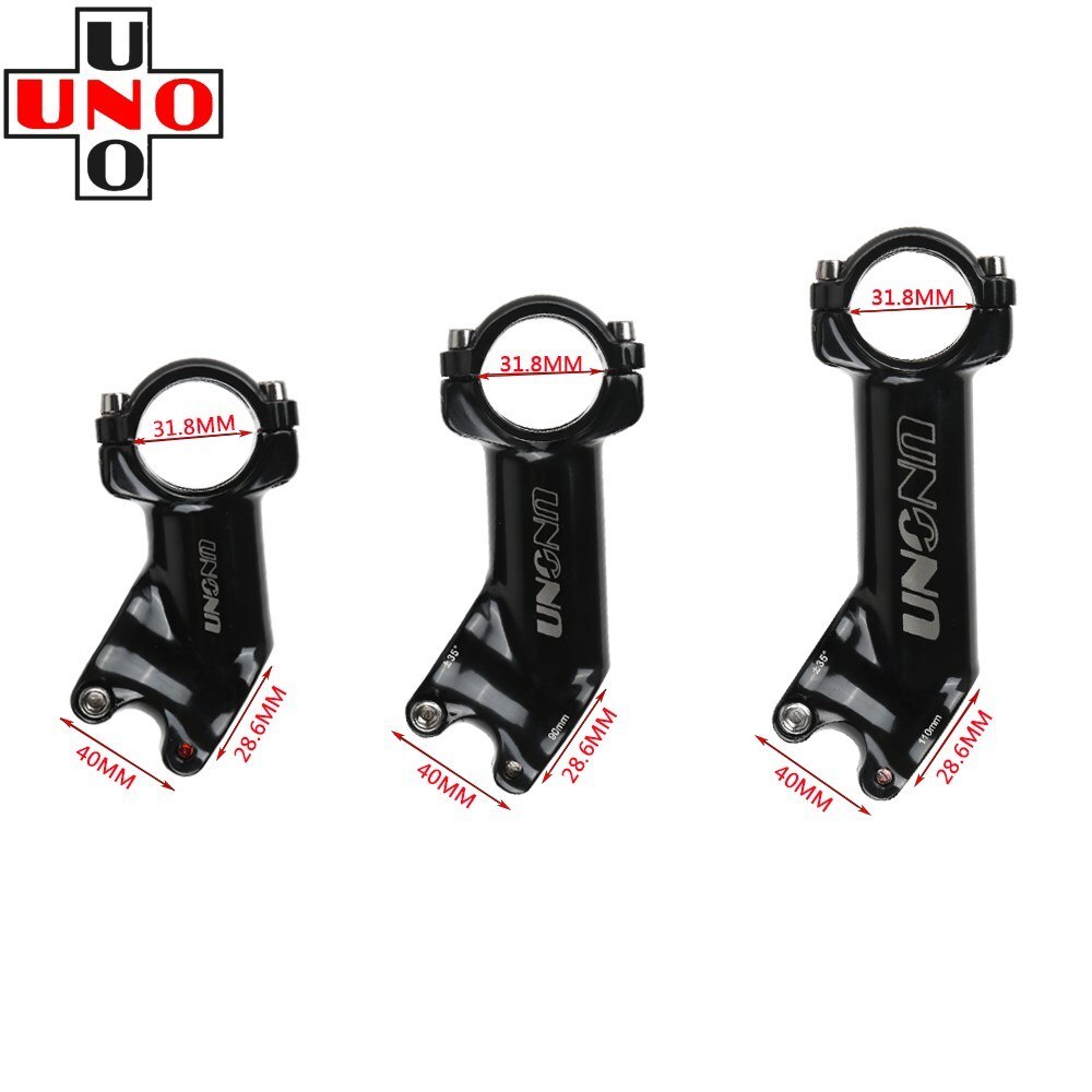 UNO Mountain Road Bike Stem +-35 Degree MTB Bicycle Super Light Black Silver Handlebar Raiser Stems 70/90/110mm