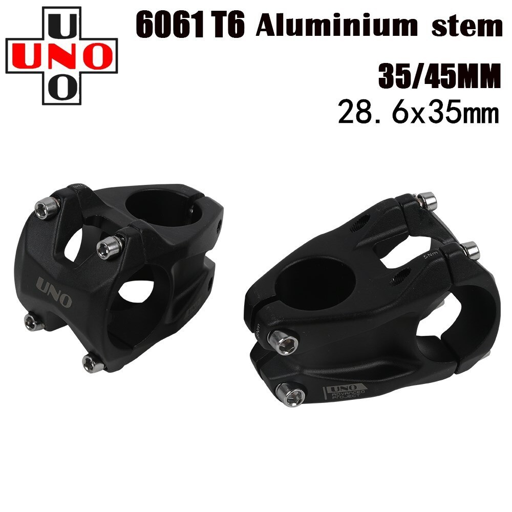 UNO Mountain Bike 3D Stem DH XC AM 0 Degree 35MM 45MM AL 28.6 X 35mm MTB Mountain Bicycle Hollow Short Stems
