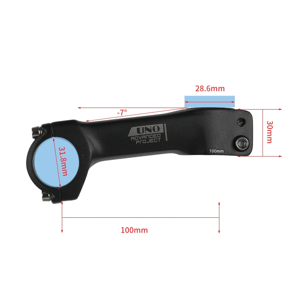 UNO Bike Stem Ultralight -7 Degree Road Bike Stem Fork 28.6mm 31.8mm 70/80/90/100/110/120mm Mountain MTB Bicycle Kalloy