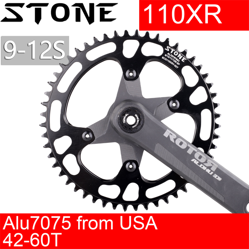 Stone 110BCD Round Chainring for Rotor Aldhu Road Bike for Shimano R7000 R8000 R9100 4700 5800 6800 9000 Crankset 42T-60T