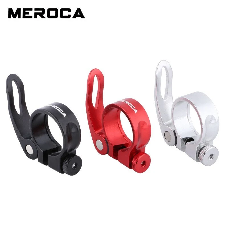 Meroca Bike Seat Post 31.8 34.9MM Clamp QR Quick Release Aluminum Alloy CNC Bicycle Lock Clamps Cycling Part Seatpost Clip