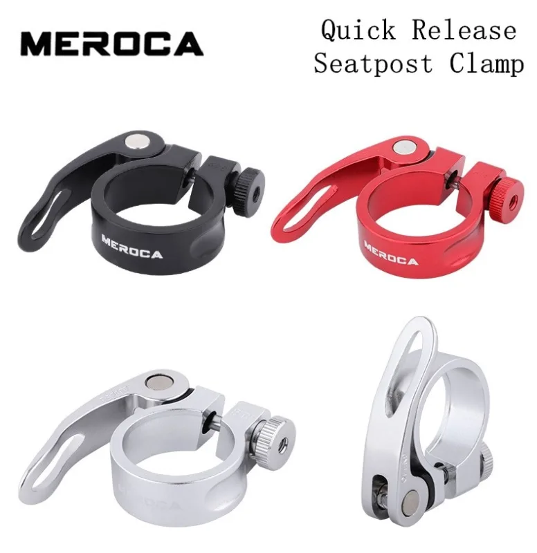 Meroca Bike Seat Post 31.8 34.9MM Clamp QR Quick Release Aluminum Alloy CNC Bicycle Lock Clamps Cycling Part Seatpost Clip