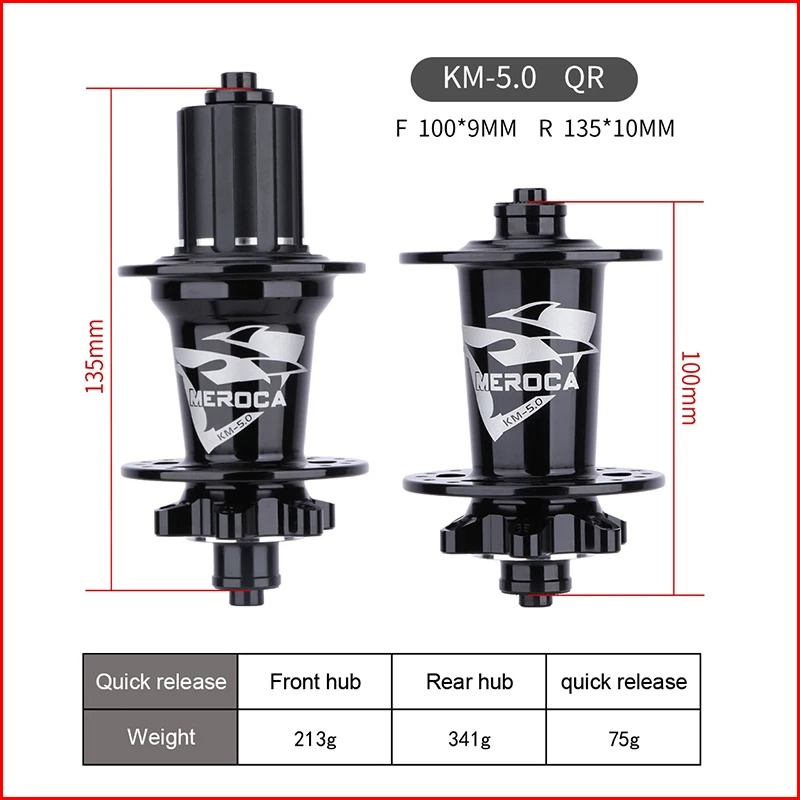 MEROCA Mountain Bike Quick Released/Thru Axle Hub 32 Holes 6pawls Sealed 5 Bearings 100/142mm 100/135mm QR/TA MTB Disc