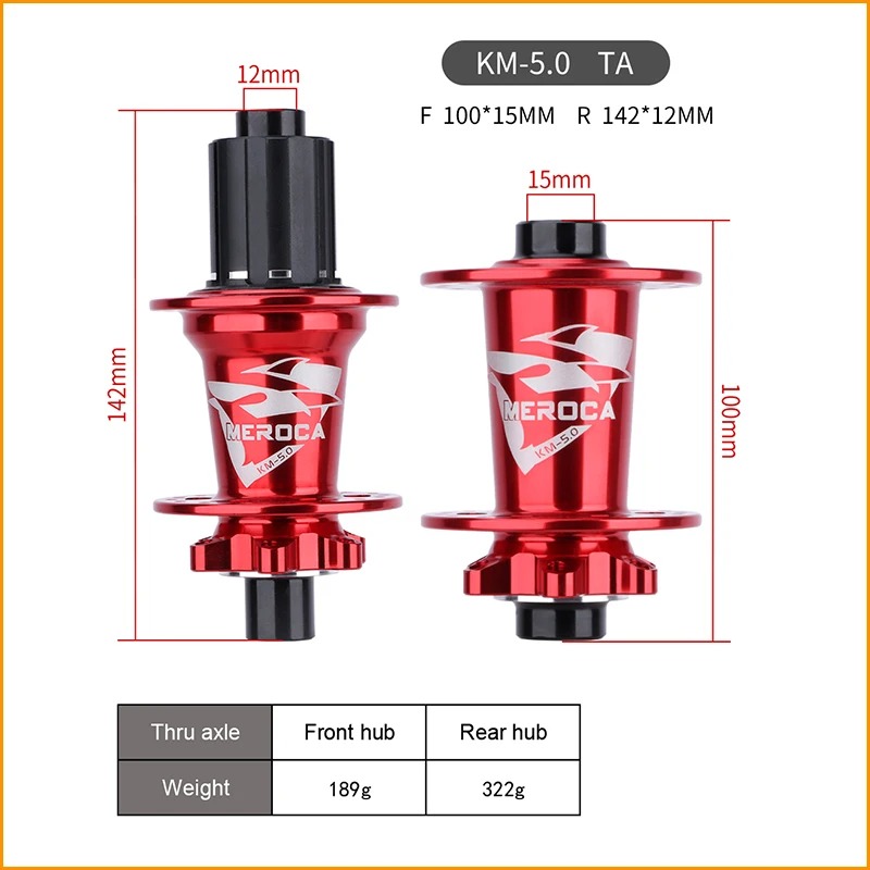 MEROCA Mountain Bike Quick Released/Thru Axle Hub 32 Holes 6pawls Sealed 5 Bearings 100/142mm 100/135mm QR/TA MTB Disc