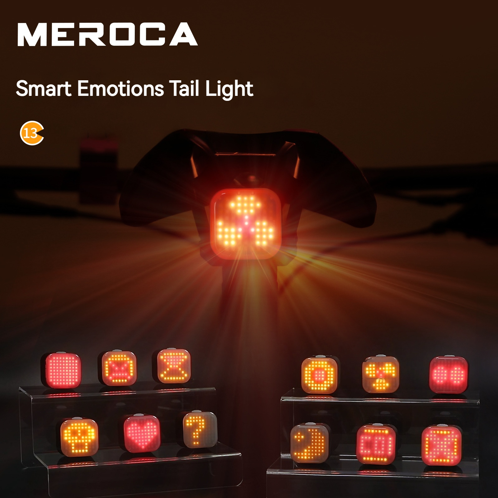 Meroca Bicycle Tail Light 500mAh IPX4 Waterproof Rechargeable Emotions