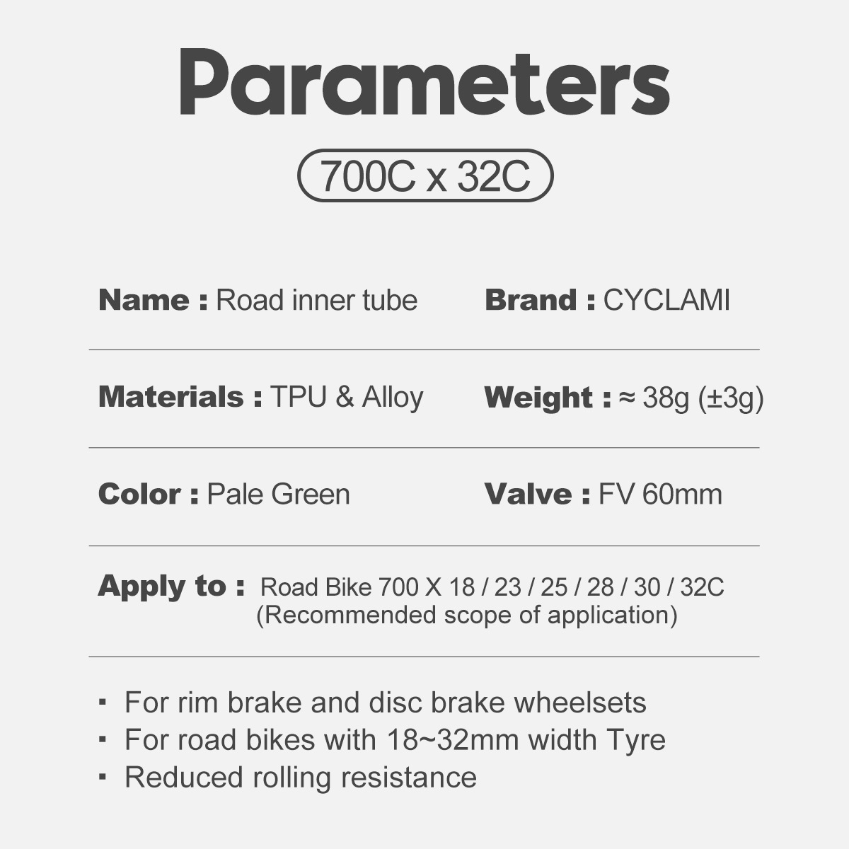 CYCLAMI Bike Inner Tube 26 27.5 29 Inches MTB Bicycle TPU Material Tire 45mm French Valve Super Light Anti-Oxidation