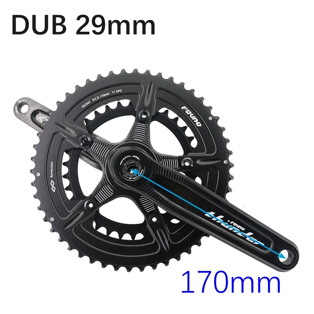 Fovno 110BCD road bike crankset DUB 29mm 28.99mm 24mm spindle Thunder deckas double chainring round 50 34T 52 36 53 39T 110 bcd