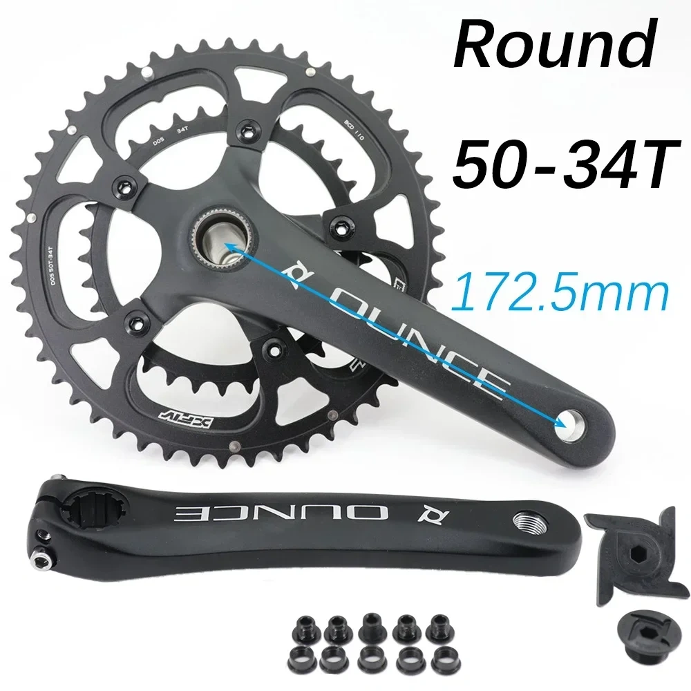 PROWHEEL 110BCD Road Bike Crankset 172.5mm OUNCE Crank Snail 110bcd Round Oval Double Chainring 50T 34T 52T 36T 50T 35T 53T 39T