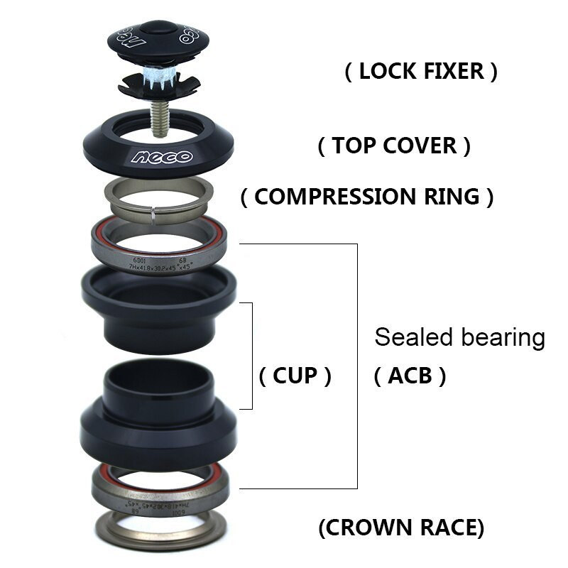Neco Threadless Bearing  Headset 34 mm EC34 28.6  30 headset external cup road mountain MTB bike  34 mm high quality