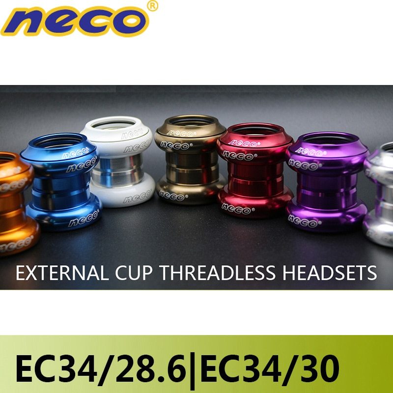 Neco Bike Bearing Headsets 34mm Threadless External Cup 1 1/8 1.125'' 34MM for Straight Fork Road Bike Fixie Gear Headset