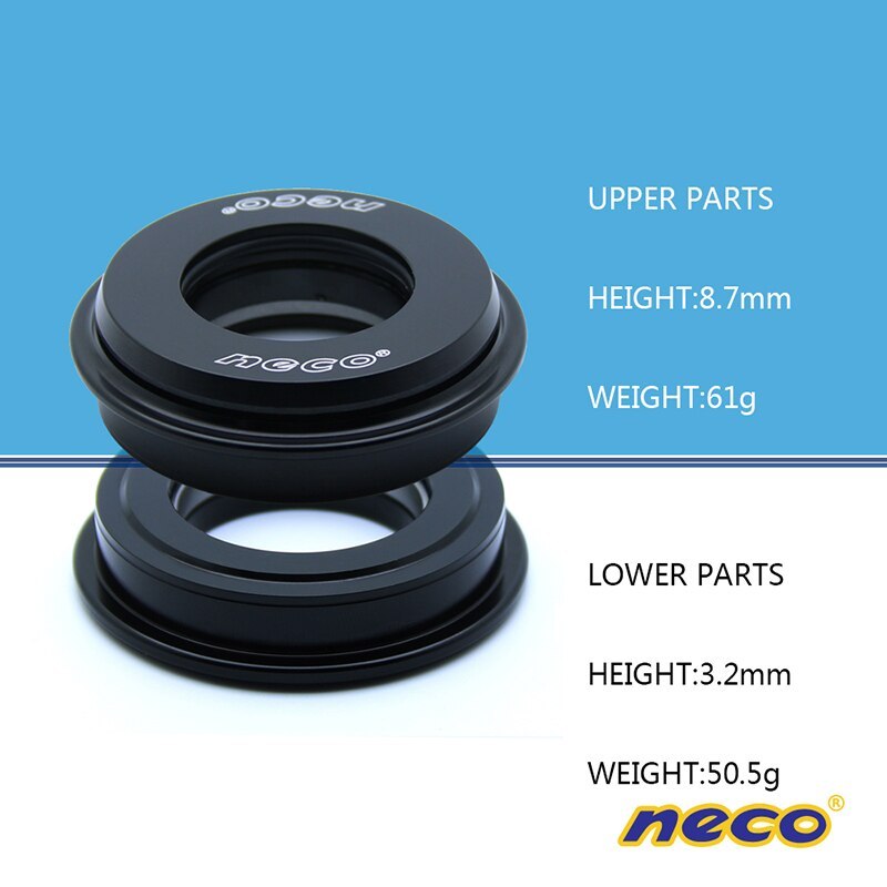 Neco Headset 50.8 Semi Integrated Threadless ZS50.8 28.6mm for Upper Headsets Road Bike MTB head tube tapered