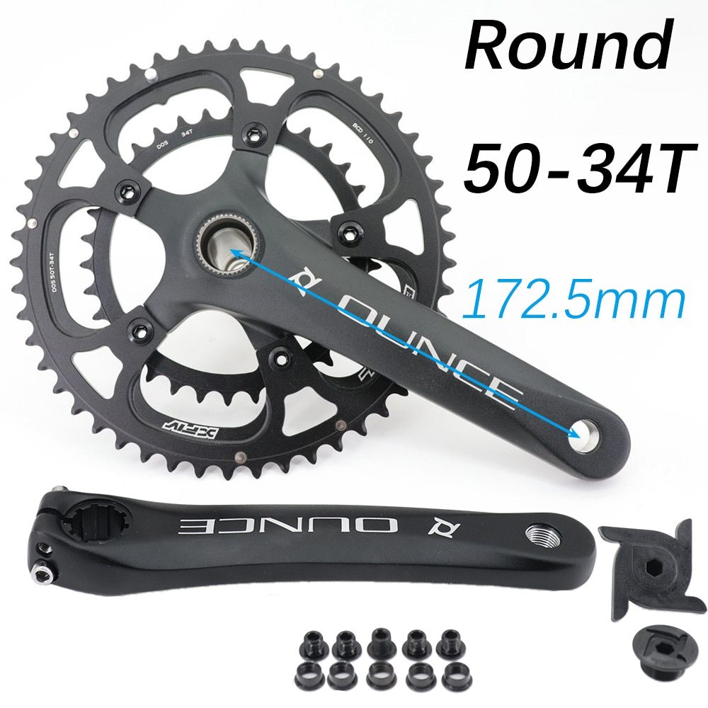 Prowheel OUNCE Road Bike Crankset 110BCD 170mm 172.5mm Snail 2x Chainring 110bcd Double Chainring 50-34t 52-36t 50-35t 53-39t