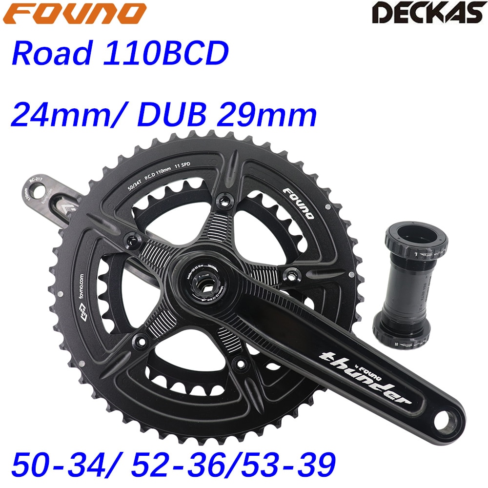 Fovno 110BCD road bike crankset DUB 29mm 28.99mm 24mm spindle Thunder deckas double chainring round