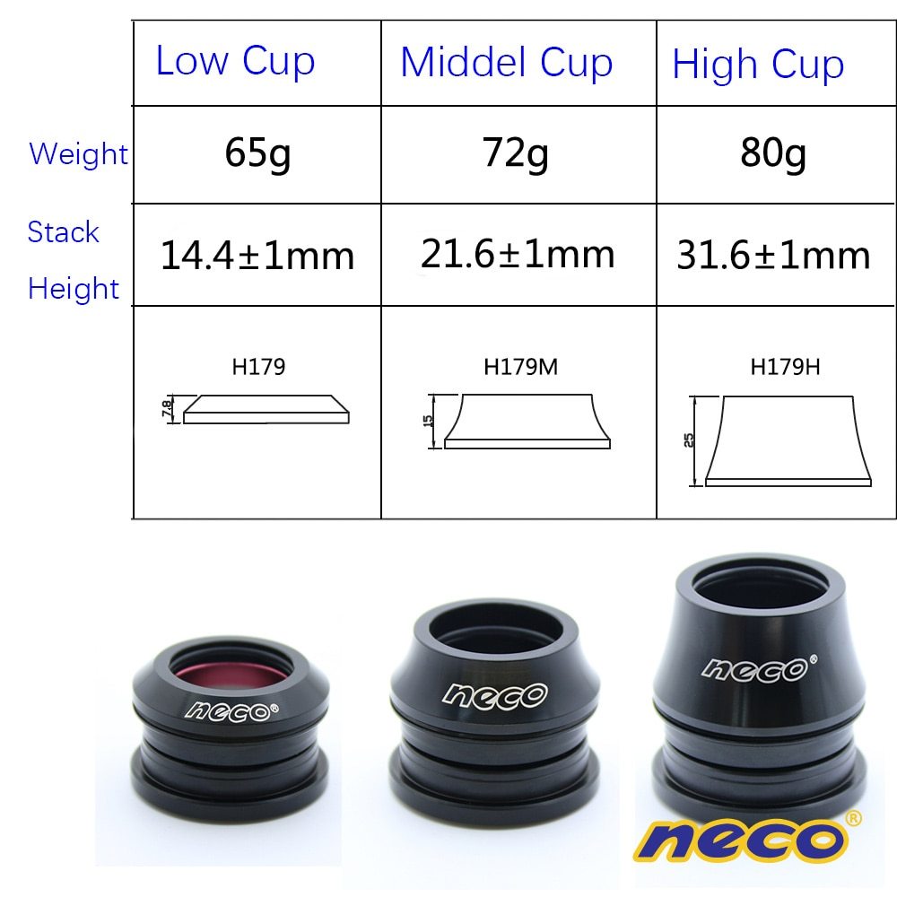 Neco Headsets Semi-integrated Threadless for ZS41/41.4/41.5/41.8mm 28.6/30 for GIANT TCR Triban RC520 RC500 Road Bike Headset