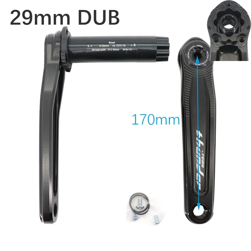 Fovno 110BCD road bike crankset DUB 29mm 28.99mm 24mm spindle Thunder deckas double chainring round 50 34T 52 36 53 39T 110 bcd