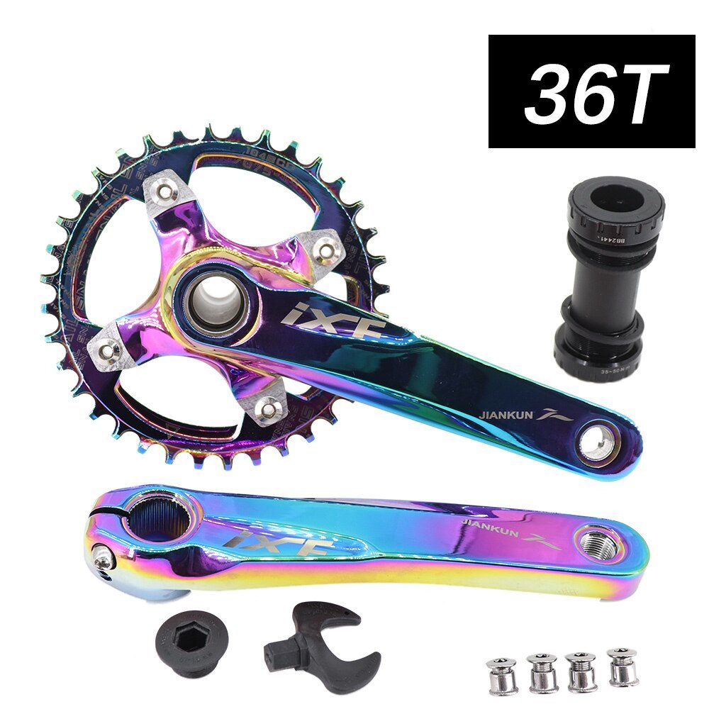 IXF MTB Crankset 104BCD Bike Crank 170 175 Snail Chainring 32t 34t 36t 38 rainbow oil slick 1 2 speed 1x 2x 3x speed hollowtech