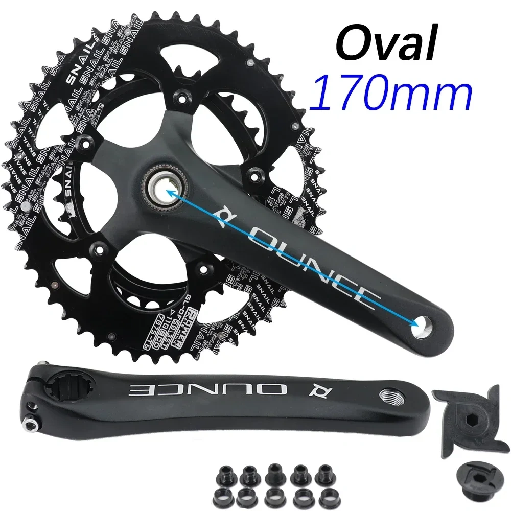 Prowheel OUNCE Road Bike Crankset 110BCD 170mm 172.5mm Snail 2x Chainring 110bcd Double Chainring 50-34t 52-36t 50-35t 53-39t