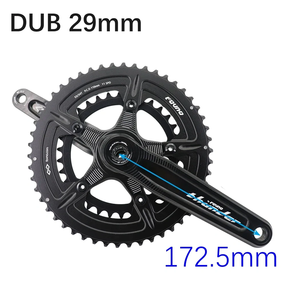 Fovno 110BCD road bike crankset DUB 29mm 28.99mm 24mm spindle Thunder deckas double chainring round 50 34T 52 36 53 39T 110 bcd