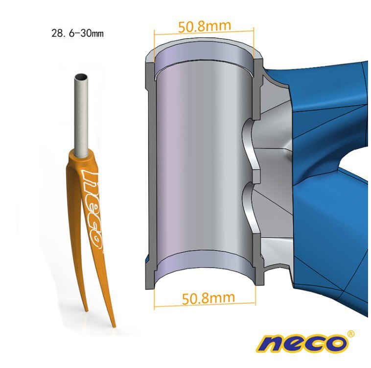 Neco Headset 50.8 Semi Integrated Threadless ZS50.8 28.6mm for Upper Headsets Road Bike MTB head tube tapered